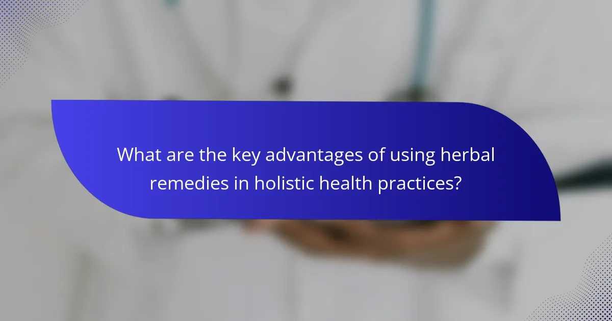 What are the key advantages of using herbal remedies in holistic health practices?