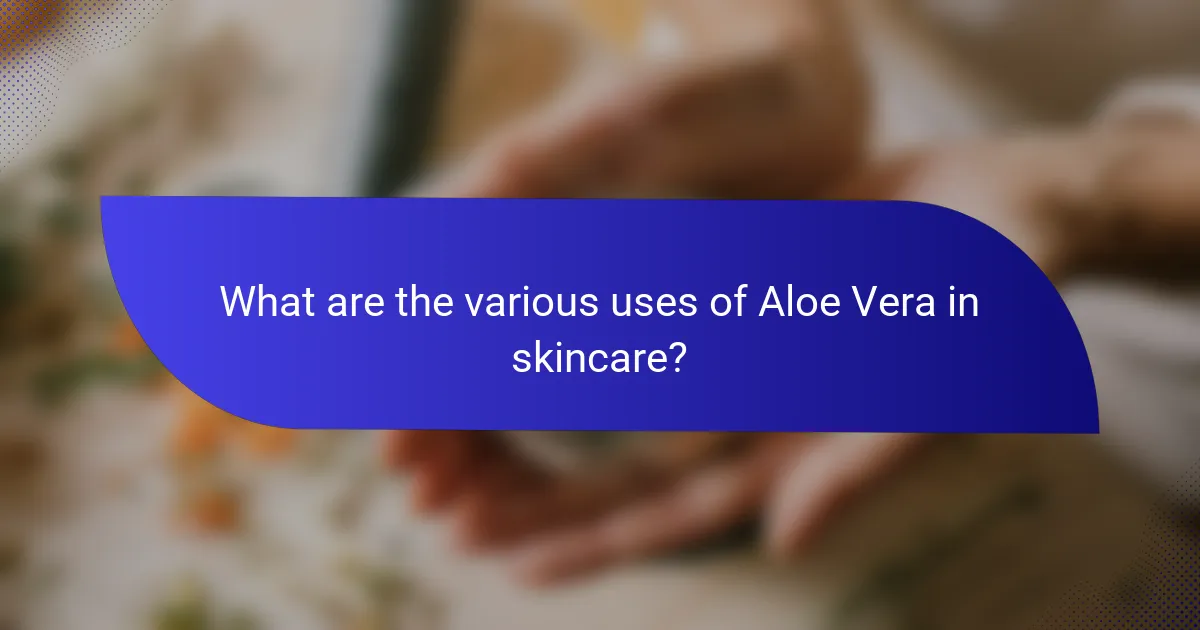 What are the various uses of Aloe Vera in skincare?